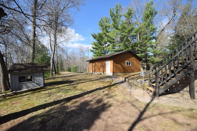 3585 Rigby Rd, Webster, WI 54893 - exterior space with an outbuilding and stairs
