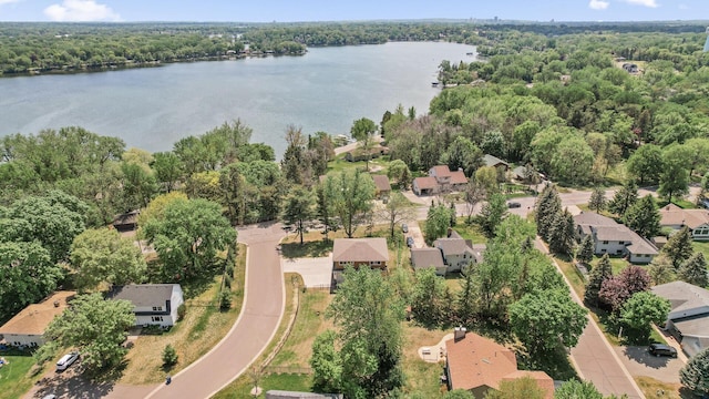 2895 Thunder Bay Ct, Little Canada, MN 55117 - aerial view of property and surrounding area featuring a nearby body of water, nearby suburban area, and a forest