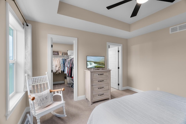 1581 Philipp Way, Shakopee, MN 55379 - bedroom featuring light colored carpet, a spacious closet, a raised ceiling, a closet, and multiple windows