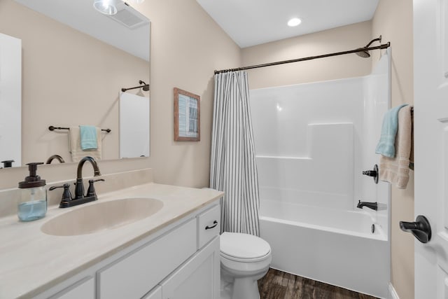 1581 Philipp Way, Shakopee, MN 55379 - bathroom with wood finished floors, vanity, and shower / tub combo with curtain