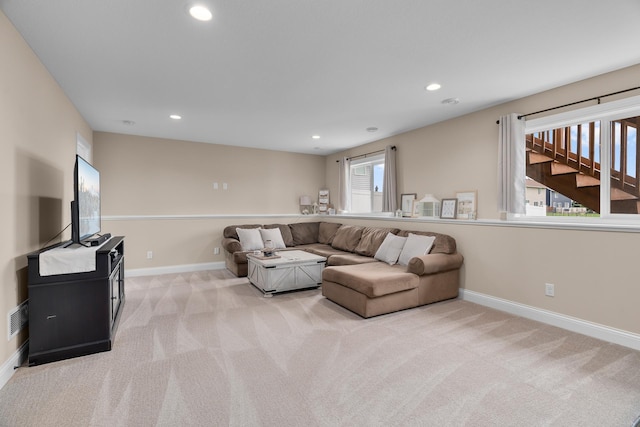 1581 Philipp Way, Shakopee, MN 55379 - living area featuring light colored carpet and recessed lighting