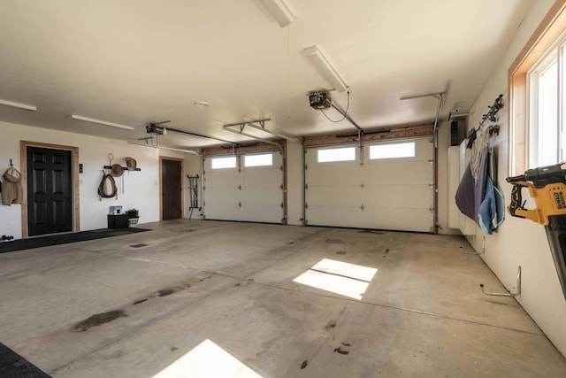 garage with a garage door opener