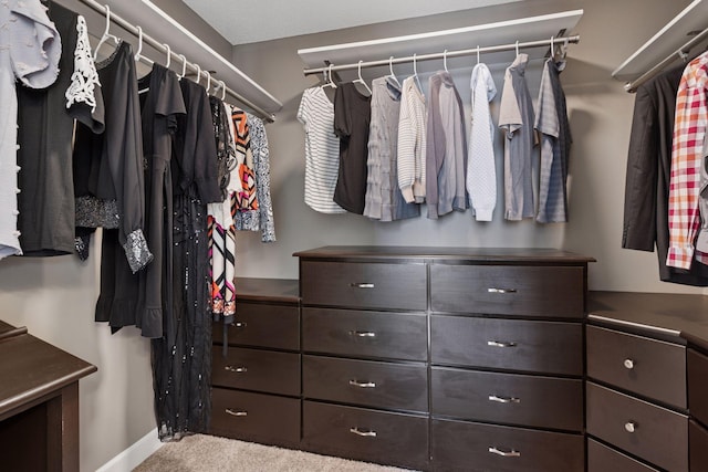 spacious closet with carpet floors