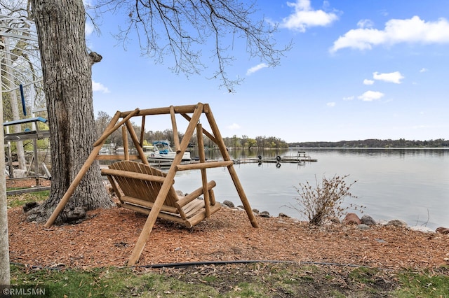 view of dock featuring a water view