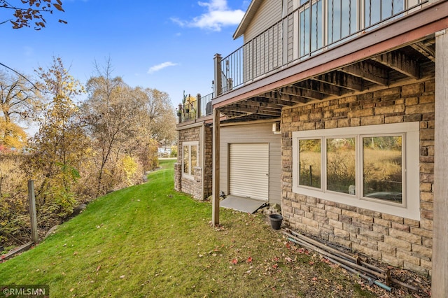 view of yard with a wooden deck