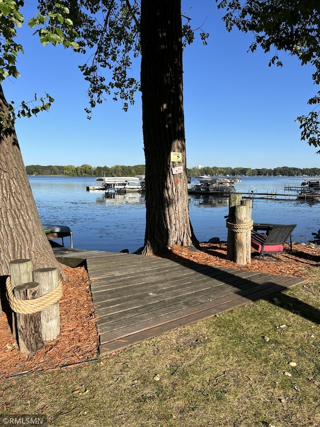 view of dock featuring a water view