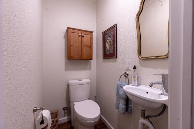 bathroom with wood finished floors and toilet