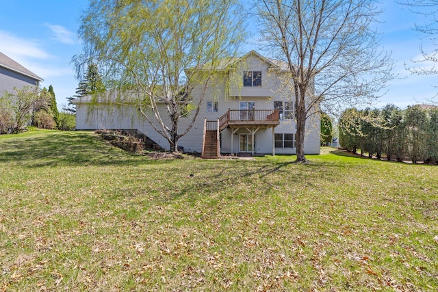 3088 Canyon Rd, Chaska, MN 55318 - back of house with a lawn, a deck, and stairway