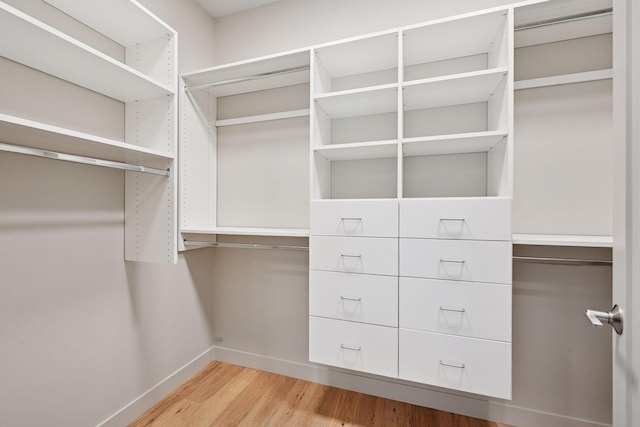 walk in closet featuring light wood-style floors