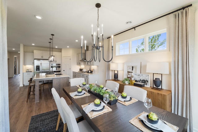 11280 Niagara Ln N, Dayton, MN 55369 - dining area with wood finished floors, recessed lighting, and a chandelier