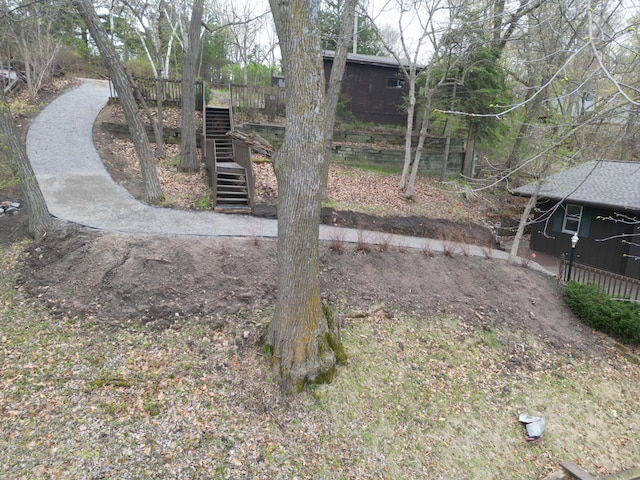 view of yard with stairway