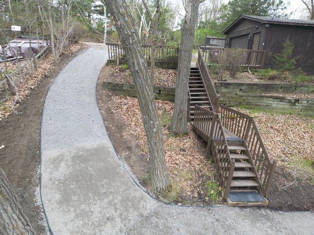 view of home's community featuring stairway