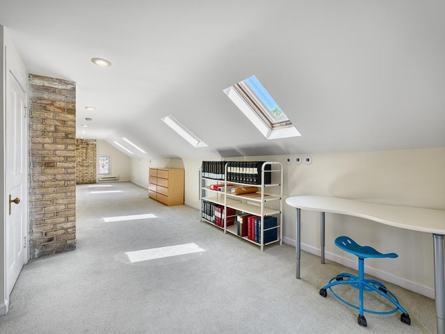 760 Linwood Ave, Saint Paul, MN 55105 - additional living space featuring a skylight, vaulted ceiling, carpet floors, plenty of natural light, and baseboards