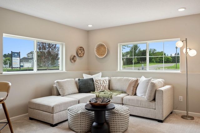 6758 Wildflower Way, Minnetrista, MN 55331 - carpeted living area featuring baseboards and recessed lighting