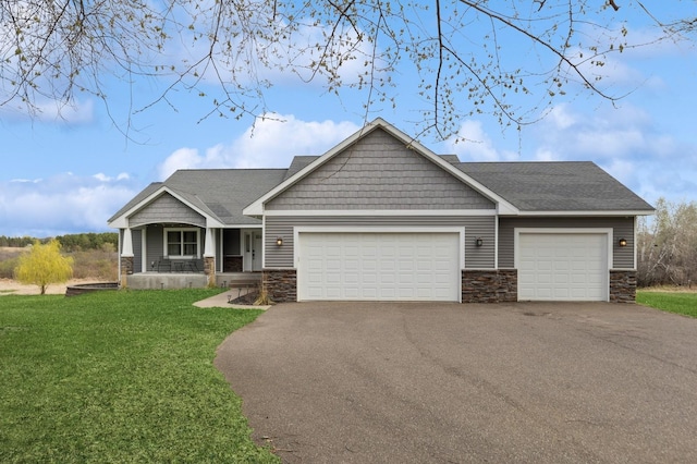 10610 275th Ave NW, Zimmerman, MN 55398 - craftsman inspired home featuring stone siding, asphalt driveway, an attached garage, and covered porch