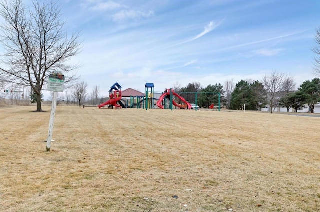 community play area featuring a lawn
