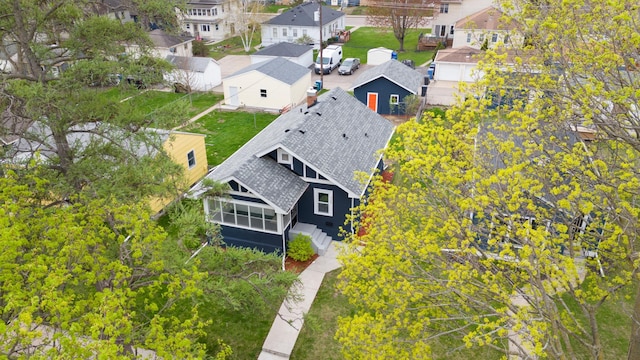 aerial view featuring a residential view