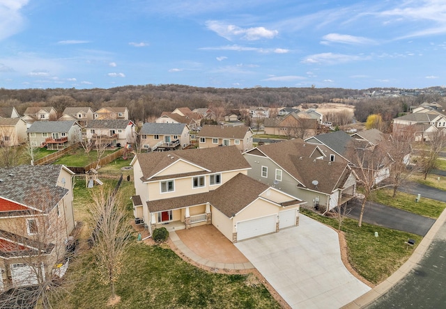 aerial view with a residential view