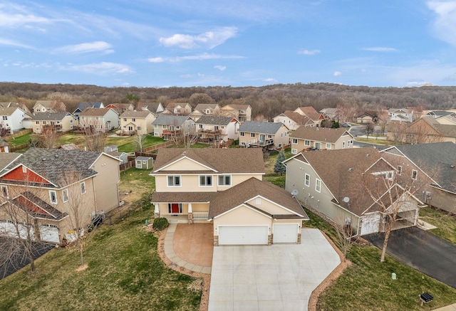 aerial view with a residential view