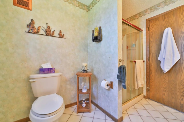 2072 Bluebill Ln SW, Nisswa, MN 56468 - bathroom with tile patterned floors, a stall shower, toilet, and baseboards