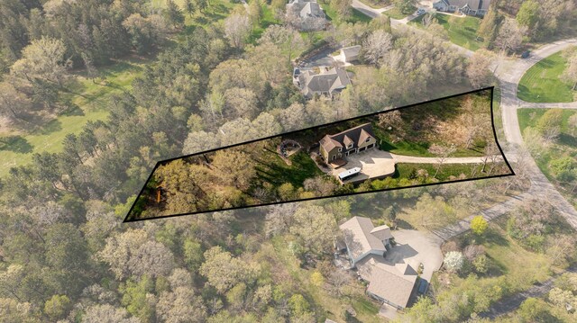 aerial view of property's location featuring property parcel outlined