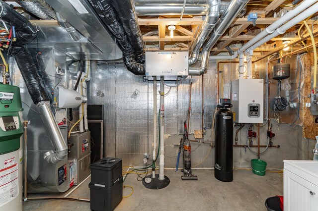 utility room featuring water heater