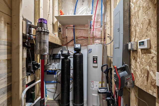 utilities featuring electric water heater and electric panel