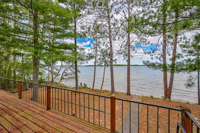 10121 Comstock Rd, Hayward, WI 54843 - wooden deck featuring a water view
