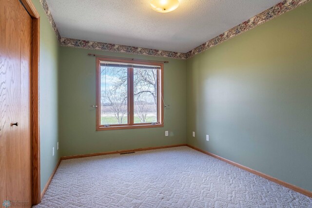 23898 324th Ave, Sverdrup Twp, MN 56586 - empty room with light carpet, a textured ceiling, baseboards, and visible vents