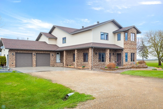6435 172nd Ave SE, Colfax, ND 58018 - traditional-style home featuring brick siding, a garage, a front lawn, and driveway