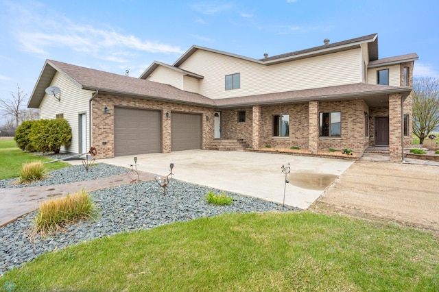 6435 172nd Ave SE, Colfax, ND 58018 - traditional home featuring brick siding, a garage, driveway, and a shingled roof