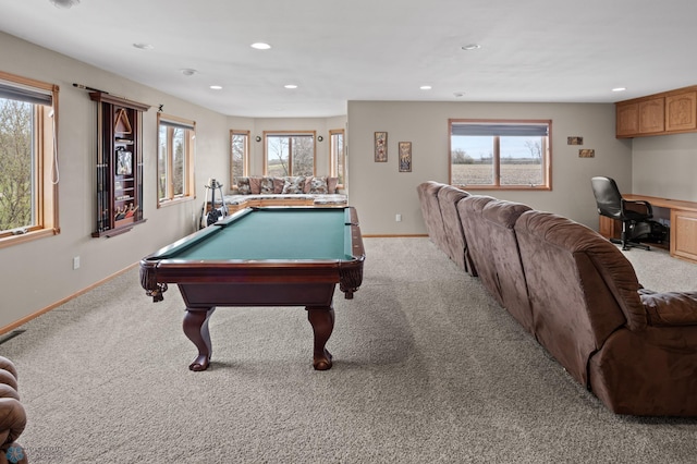 6435 172nd Ave SE, Colfax, ND 58018 - playroom with baseboards, light colored carpet, recessed lighting, and a wealth of natural light