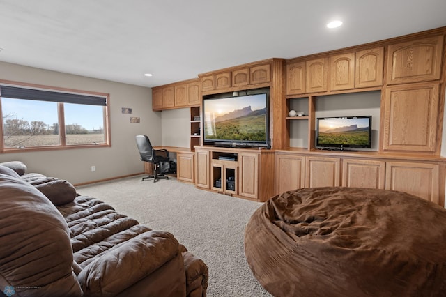 6435 172nd Ave SE, Colfax, ND 58018 - living area with baseboards, recessed lighting, and light colored carpet