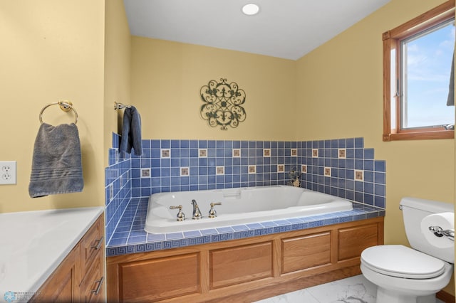 6435 172nd Ave SE, Colfax, ND 58018 - full bathroom featuring a garden tub, toilet, and marble finish floor