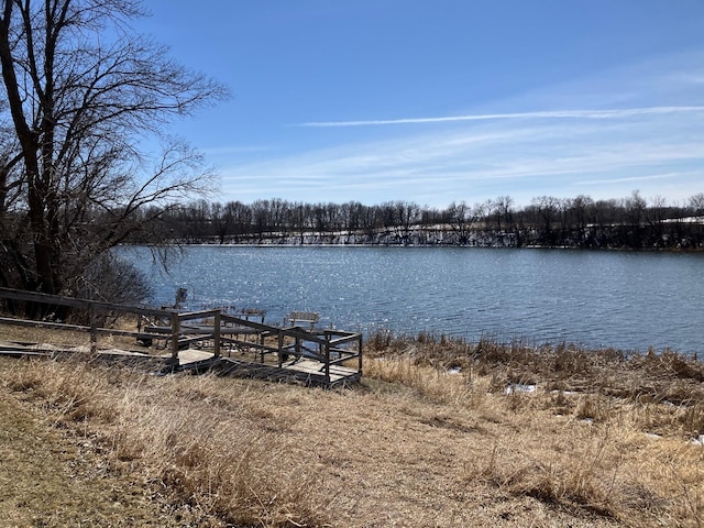 view of dock featuring a water view