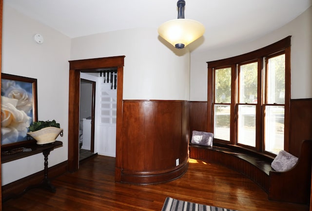 238 Lincoln St, Mankato, MN 56001 - dining area featuring wood finished floors and a wainscoted wall