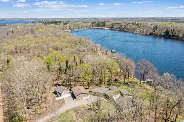 bird's eye view of a large body of water and a heavily wooded area