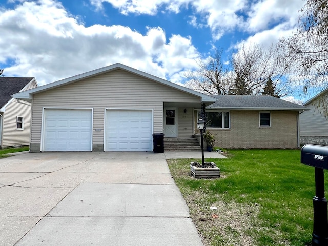 1207 3rd Ave S, Wheaton, MN 56296 - ranch-style home with brick siding, driveway, a front yard, and a garage