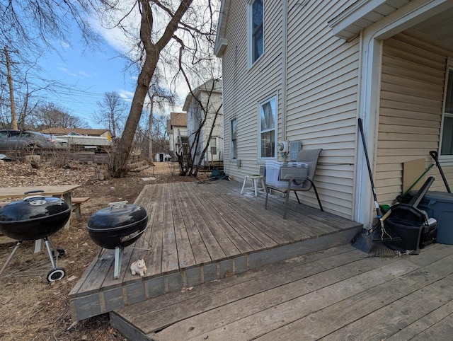 wooden terrace with grilling area