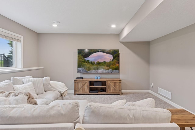 6573 Bridle Path, Corcoran, MN 55340 - living room featuring carpet, baseboards, and recessed lighting