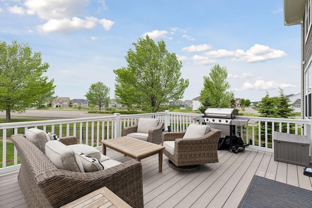 6573 Bridle Path, Corcoran, MN 55340 - wooden terrace featuring grilling area and a residential view
