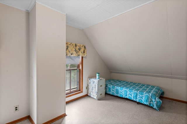 52905 Deerwood Ave, Rush City, MN 55069 - bedroom featuring vaulted ceiling, baseboards, and carpet flooring