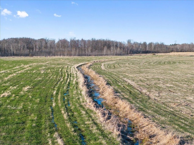 view of rural area featuring a forest