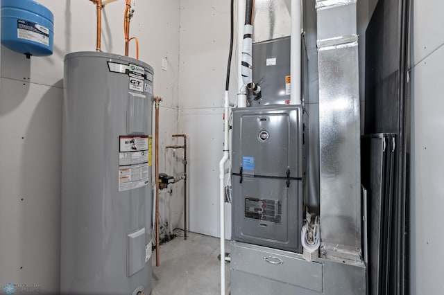 utilities with heating unit and electric water heater