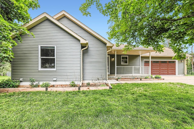 1877 Quasar Ave S, Lake Saint Croix Beach, MN 55043 - single story home with an attached garage, a porch, a front yard, and concrete driveway