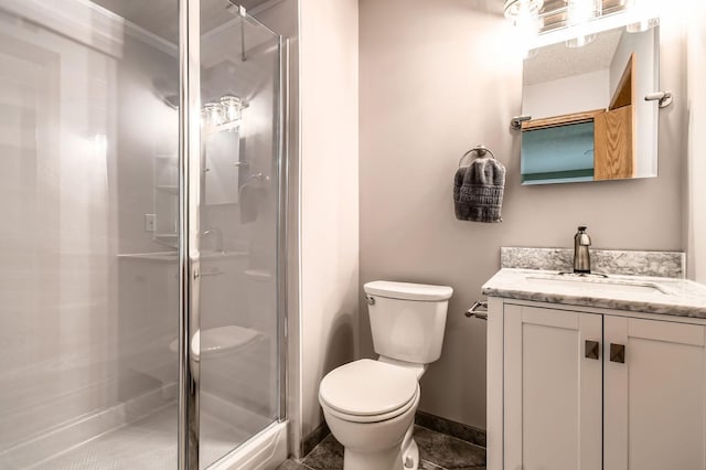 1877 Quasar Ave S, Lake Saint Croix Beach, MN 55043 - bathroom featuring vanity, a shower stall, and crown molding