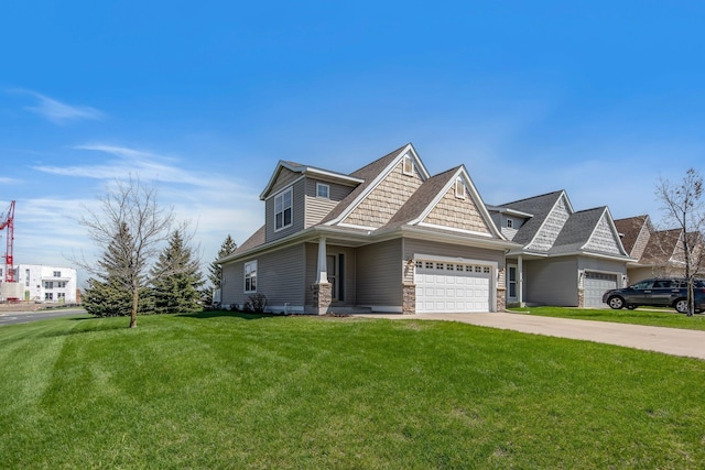 1501 Praha St SE, New Prague, MN 56071 - craftsman-style home featuring a front lawn, concrete driveway, and a garage