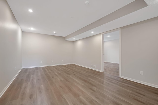 1501 Praha St SE, New Prague, MN 56071 - finished basement featuring baseboards, visible vents, light wood-style flooring, and recessed lighting