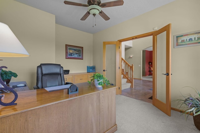 25124 Firefly Ave, Wyoming, MN 55092 - office area featuring light carpet, ceiling fan, and baseboards