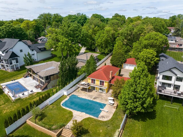 6365 Bay Ridge Rd, Mound, MN 55364 - aerial perspective of suburban area featuring a pool
